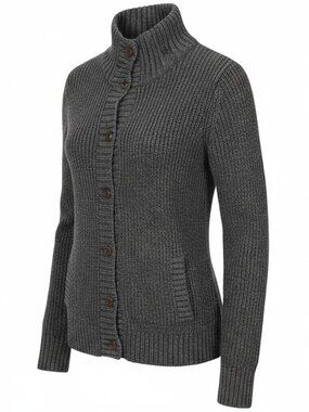 Merona Cable Knit Cardigan Sweater Womens Small Gray 100% Cotton Cozy